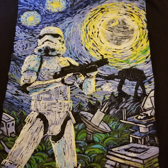 Star Wars Van Gogh Starry Night Style Tshirt Size XL Black